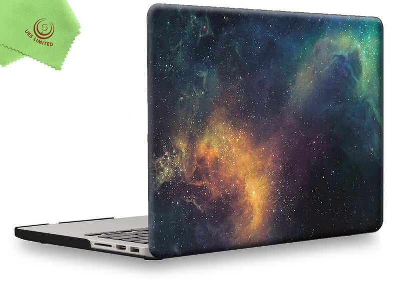 UESWILL Retina 15-inch Galaxy Pattern Hard Case Cover Compatible with MacBook Pro 15 inch with Retina Display (NO Touch Bar, NO CD-ROM) Model A1398 + Microfibre Cleaning Cloth, Nebula/Green - Image 1